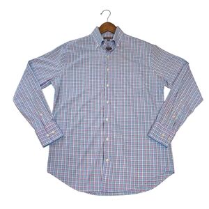 Peter Millar Blue and Red Plaid Button Down Shirt